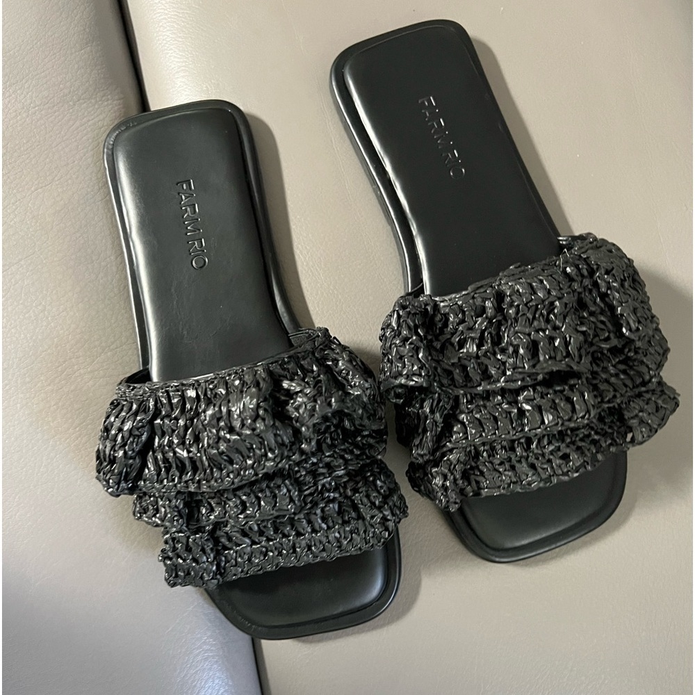 FARM Rio Black Ruffled Sandals